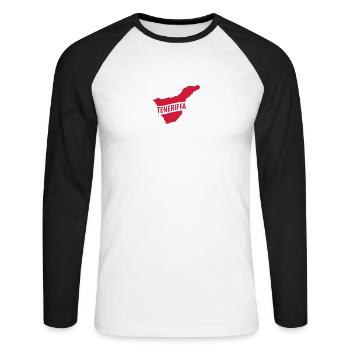 Teneriffa - Unisex Baseballshirt langarm - Weiß/Schwarz - Vorne - Nik (191cm)