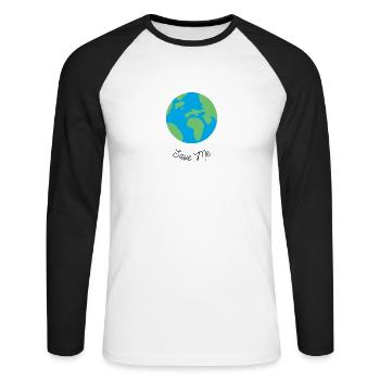 Save Me - Planète Terre - T-shirt baseball manches longues Homme - blanc/noir - Devant - Nik (191cm)