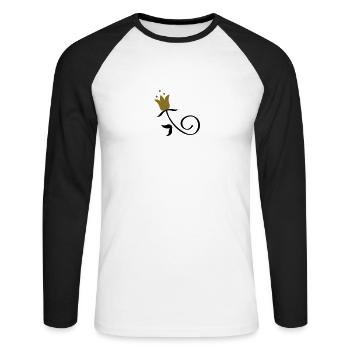 Bluetenornament / ornement floral (2c) - T-shirt baseball manches longues Homme - blanc/noir - Devant - Nik (191cm)