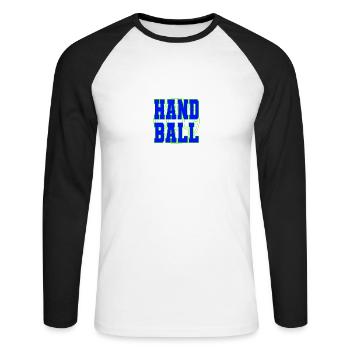 Handball Ball Player Handball Player - Unisex Long Sleeve Baseball T-Shirt - white/black - Front - Nik (191cm)