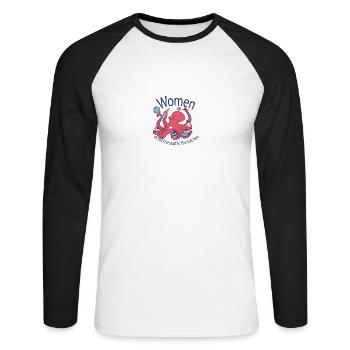Frauen machen alles in der Küche Frauen machen all - Unisex Baseballshirt langarm - Weiß/Schwarz - Vorne - Nik (191cm)