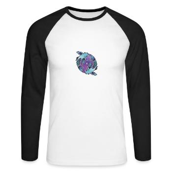 Sternzeichen Fisch - Unisex Baseballshirt langarm - Weiß/Schwarz - Vorne - Nik (191cm)