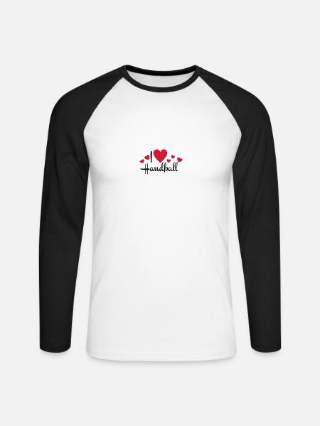 handball - Unisex Long Sleeve Baseball T-Shirt - white/black