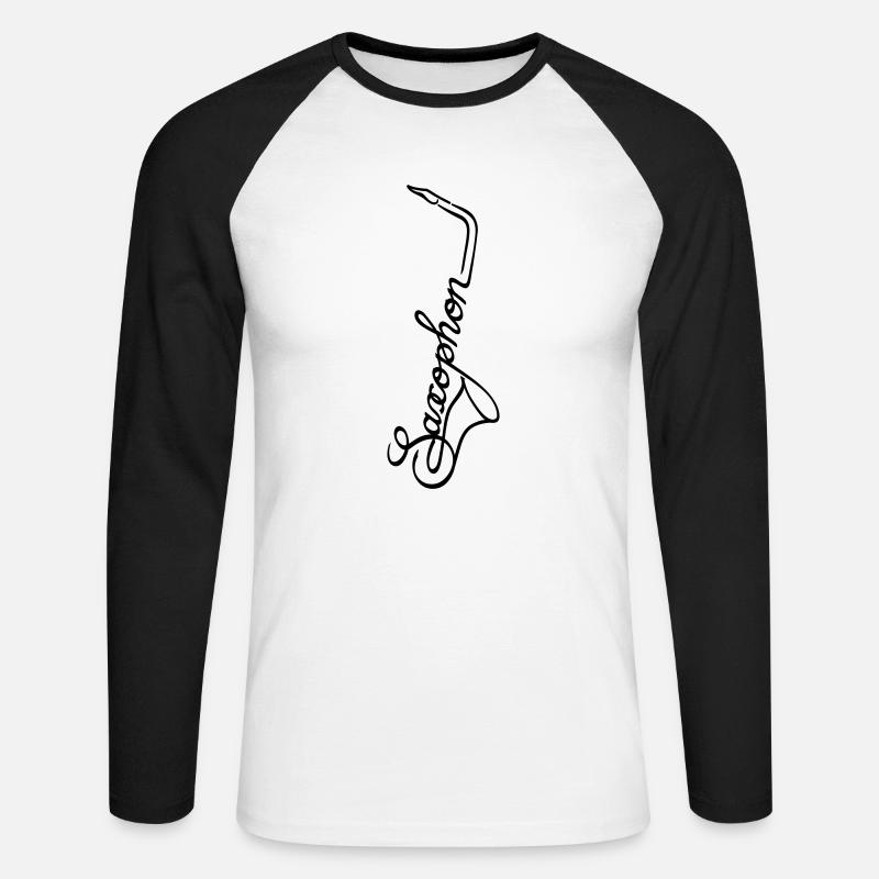Saxophon - Unisex Baseballshirt langarm - Weiß/Schwarz