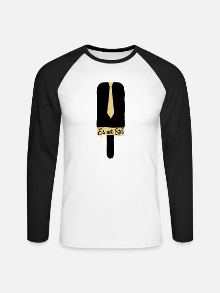 Eis mit Stil - Unisex Baseballshirt langarm - Weiß/Schwarz