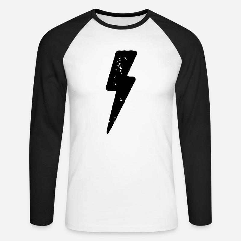Strom Blitz Icon - Unisex Baseballshirt langarm - Weiß/Schwarz