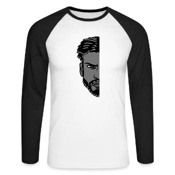 man half face head evil young boy - Unisex Long Sleeve Baseball T-Shirt - white/black - Front - Nik (191cm)