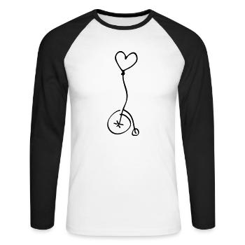Ein Herz für Rollstuhlfahrer Silhouette Zeichnung - Unisex Baseballshirt langarm - Weiß/Schwarz - Vorne - Nik (191cm)