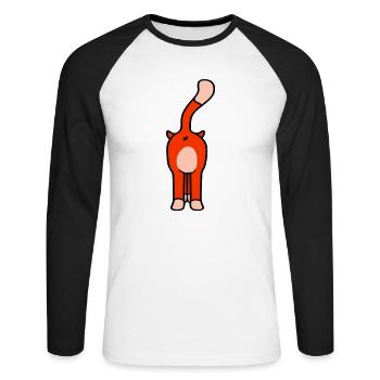 Standing Funny Cat From Behind Backside Ass - Unisex Long Sleeve Baseball T-Shirt - white/black - Front - Nik (191cm)