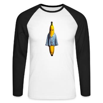 Banane im Schlafanzug - Unisex Baseballshirt langarm - Weiß/Schwarz - Vorne - Nik (191cm)
