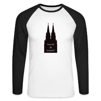 Wat soll dä Quatsch? - Unisex Baseballshirt langarm - Weiß/Schwarz - Vorne - Nik (191cm)