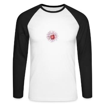 Fire? Works! - Unisex Baseballshirt langarm - Weiß/Schwarz - Vorne - Nik (191cm)