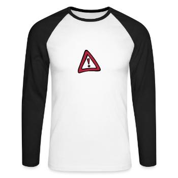 signalisation danger panneau triangle 50 - T-shirt baseball manches longues Homme - blanc/noir - Devant - Nik (191cm)