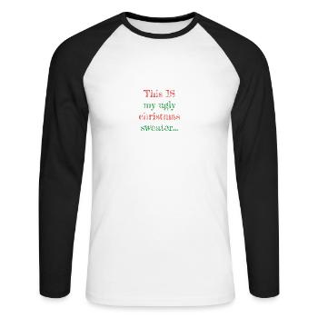 Ugly Christmas sweater - Unisex Long Sleeve Baseball T-Shirt - white/black - Front - Nik (191cm)