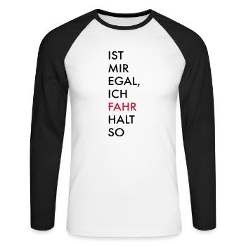 fahren - Unisex Baseballshirt langarm - Weiß/Schwarz - Vorne - Nik (191cm)