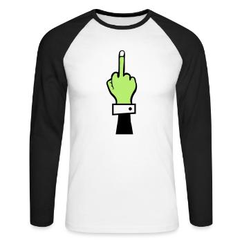 Zombie Hand Middle Finger - Unisex Long Sleeve Baseball T-Shirt - white/black - Front - Nik (191cm)