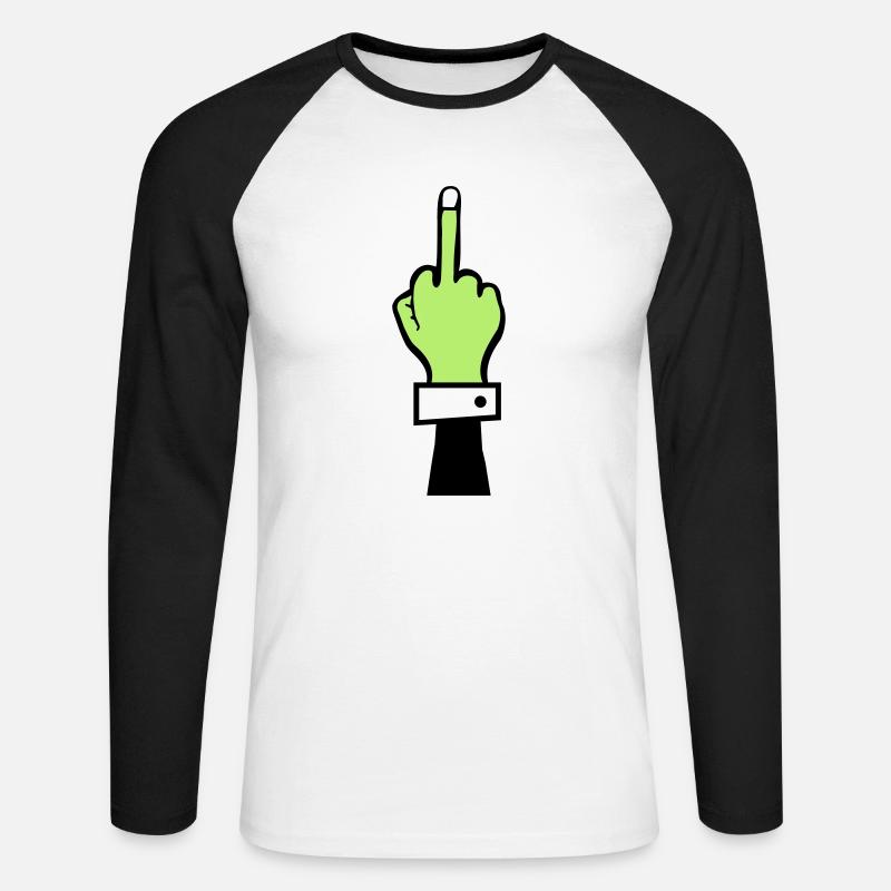 zombie hand mittelfinger - Unisex Baseballshirt langarm - Weiß/Schwarz