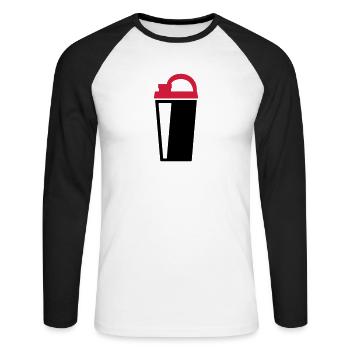 shaker protéine - T-shirt baseball manches longues Homme - blanc/noir - Devant - Nik (191cm)