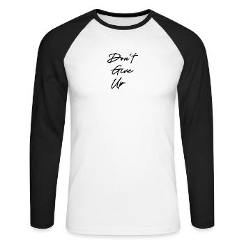 don't give up - Unisex Baseballshirt langarm - Weiß/Schwarz - Vorne - Nik (191cm)