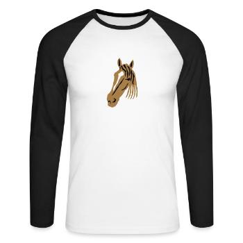 Cheval - T-shirt baseball manches longues Homme - blanc/noir - Devant - Nik (191cm)