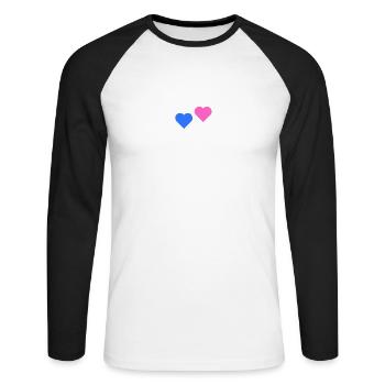 2 Herzen rosa blau - Unisex Baseballshirt langarm - Weiß/Schwarz - Vorne - Nik (191cm)
