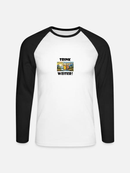 Trink weiter! - Unisex Baseballshirt langarm - Weiß/Schwarz