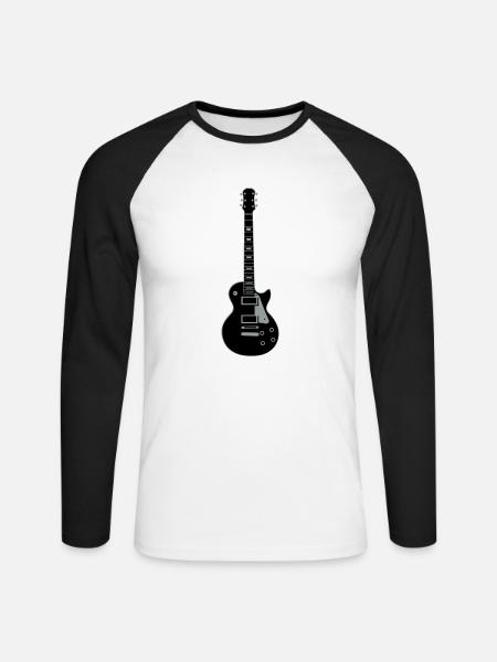 Gitarre Les Paul - Unisex Baseballshirt langarm - Weiß/Schwarz