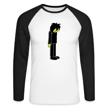 Sad unhappy emo long black hair - Unisex Long Sleeve Baseball T-Shirt - white/black - Front - Nik (191cm)