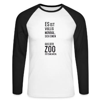 Pinguin aus dem Zoo Vogel Kuscheltier Antarktis - Unisex Baseballshirt langarm - Weiß/Schwarz - Vorne - Nik (191cm)