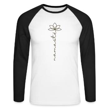 Namasté Lotosblume Lotosblüte Yoga Blume Spruch - Unisex Baseballshirt langarm - Weiß/Schwarz - Vorne - Nik (191cm)