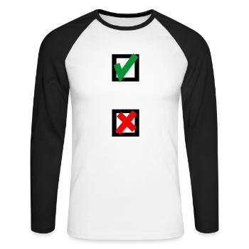 Cross, choice, select - Unisex Long Sleeve Baseball T-Shirt - white/black - Front - Nik (191cm)