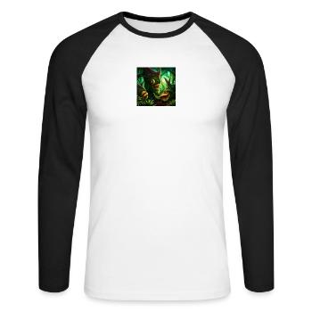Horror jungle - Unisex Baseballshirt langarm - Weiß/Schwarz - Vorne - Nik (191cm)