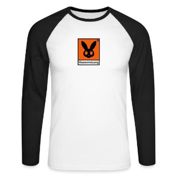 Hasenreizung - Unisex Baseballshirt langarm - Weiß/Schwarz - Vorne - Nik (191cm)