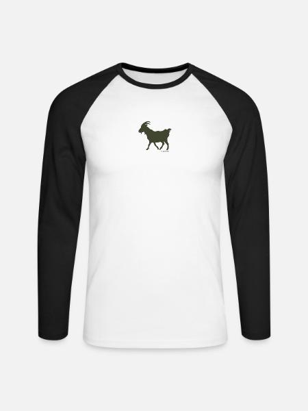 Sündenbock Ziege oliv - Unisex Baseballshirt langarm - Weiß/Schwarz