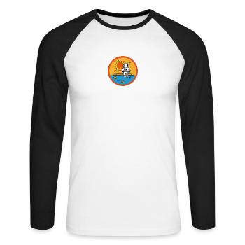 Astronaut am Strand in der Sonne - Unisex Baseballshirt langarm - Weiß/Schwarz - Vorne - Nik (191cm)