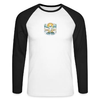 Cross Country Geschenk: Design Sportler - Unisex Baseballshirt langarm - Weiß/Schwarz - Vorne - Nik (191cm)