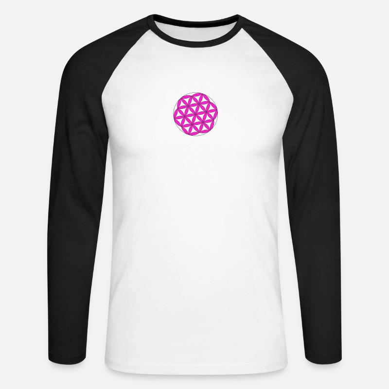 Blume des Lebens pink - Unisex Baseballshirt langarm - Weiß/Schwarz