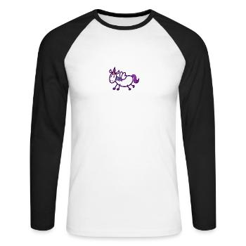 Buntes, fliegendes Einhorn - Unisex Baseballshirt langarm - Weiß/Schwarz - Vorne - Nik (191cm)