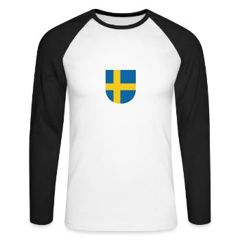 Schweden Wappen - Unisex Baseballshirt langarm - Weiß/Schwarz - Vorne - Nik (191cm)
