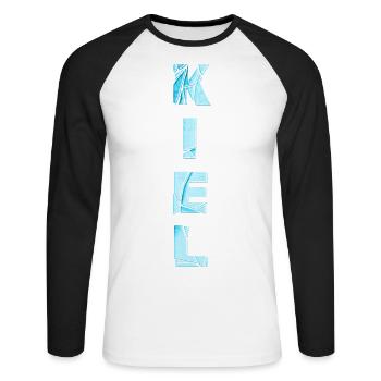 Kiel Germany City Font Skyline Home - Unisex Long Sleeve Baseball T-Shirt - white/black - Front - Nik (191cm)