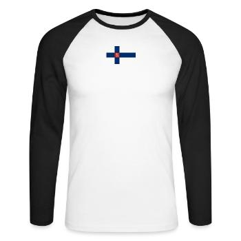 Drapeau de l'État de Finlande (petit) - T-shirt baseball manches longues Homme - blanc/noir - Devant - Nik (191cm)