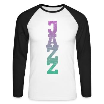 Jazz rétro - T-shirt baseball manches longues Homme - blanc/noir - Devant - Nik (191cm)