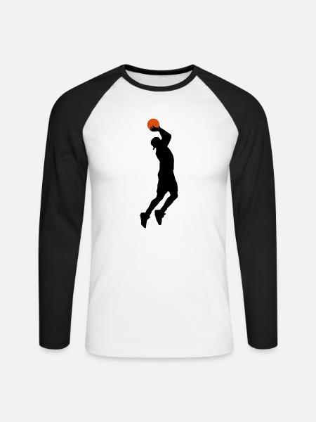 basketballer_2c - Unisex Baseballshirt langarm - Weiß/Schwarz