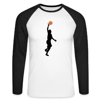 basketball - Unisex Baseballshirt langarm - Weiß/Schwarz - Vorne - Nik (191cm)