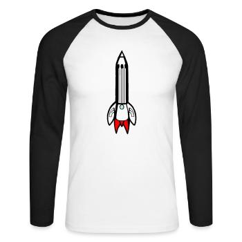 Vecteur de vol spatial spatial de fusée spatiale - T-shirt baseball manches longues Homme - blanc/noir - Devant - Nik (191cm)