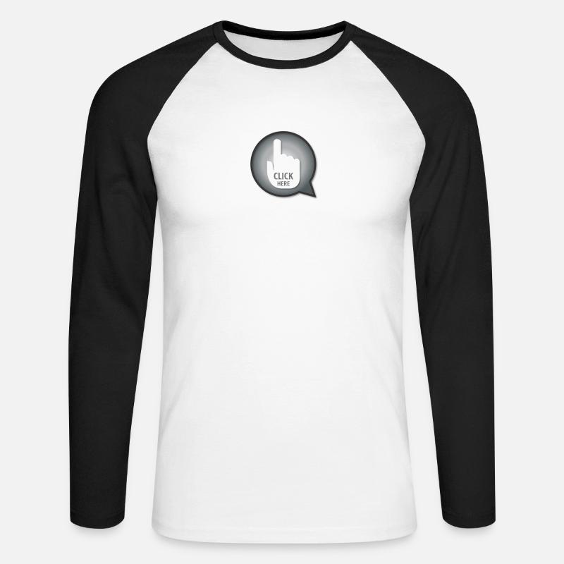 CLICK HERE - Unisex Baseballshirt langarm - Weiß/Schwarz