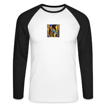 Pop Art Cheval - T-shirt baseball manches longues Homme - blanc/noir - Devant - Nik (191cm)