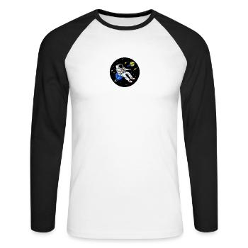Astronaut - Unisex Baseballshirt langarm - Weiß/Schwarz - Vorne - Nik (191cm)