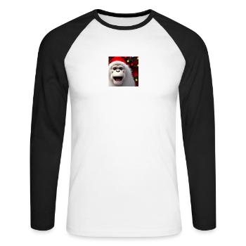 Christmas monkey with santa hat - Unisex Long Sleeve Baseball T-Shirt - white/black - Front - Nik (191cm)