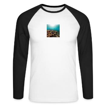 Récif corallien - T-shirt baseball manches longues Homme - blanc/noir - Devant - Nik (191cm)